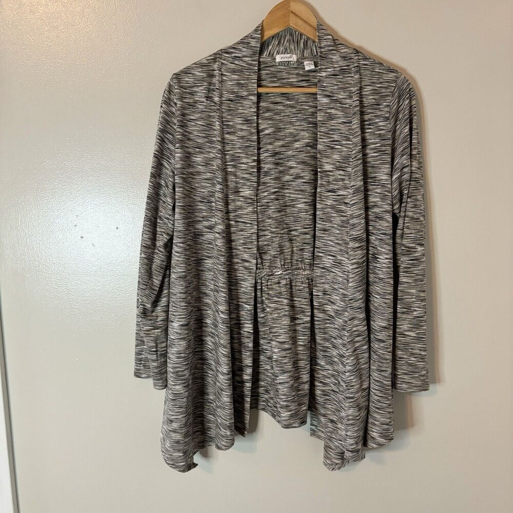 Purejill J. Jill Open Front Cardigan Heathered Gray Long Sleeves Sz Medi…